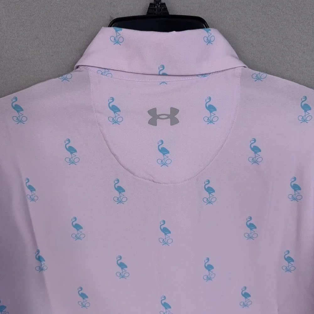 Miami Tennis Open Shirt Mens Large Purple Flamingo AOP All Over Under Armour
